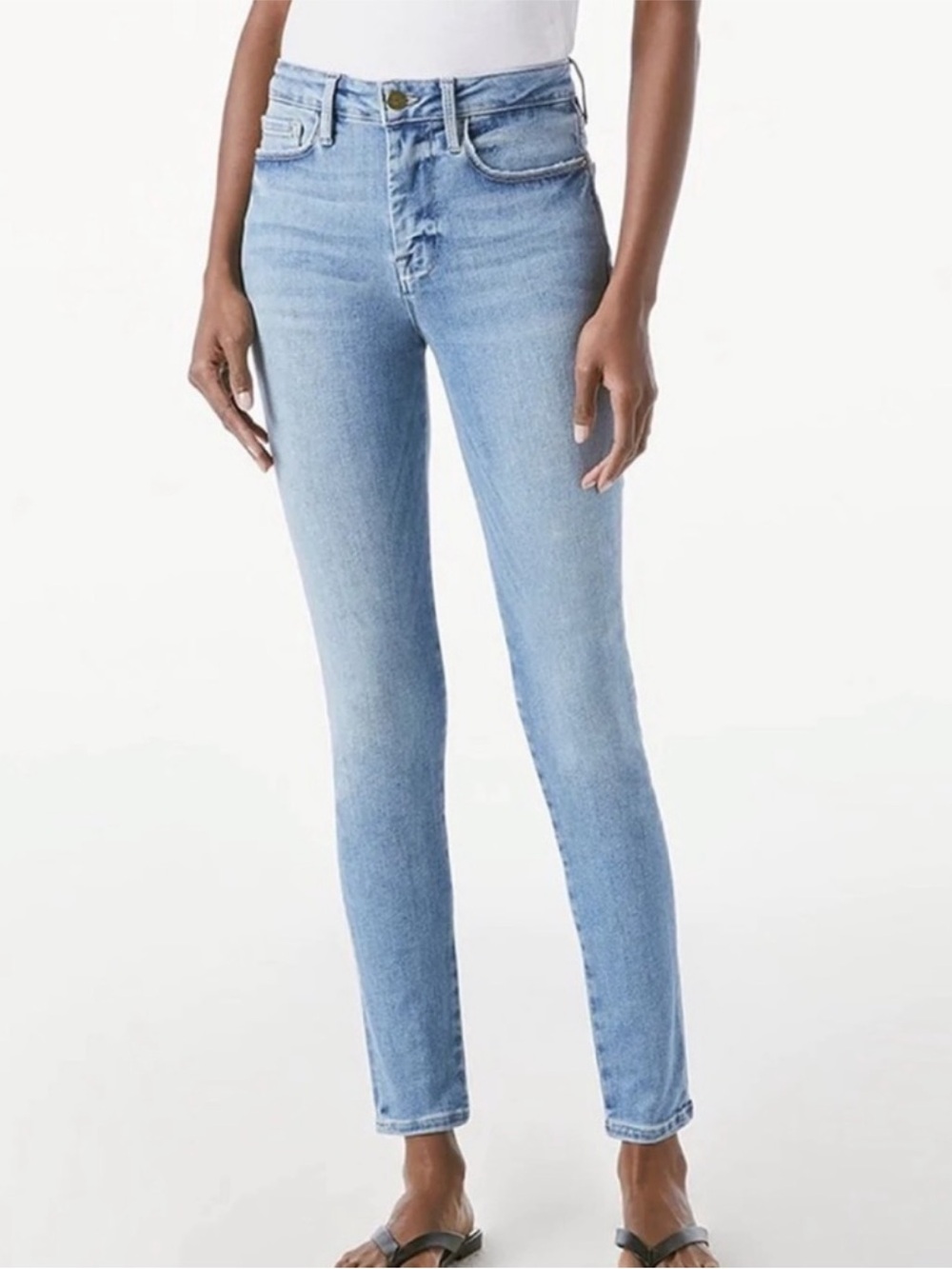 FRAME Le One Skinny Jeans Caspio Light Wash High Rise Stretch Size 2
